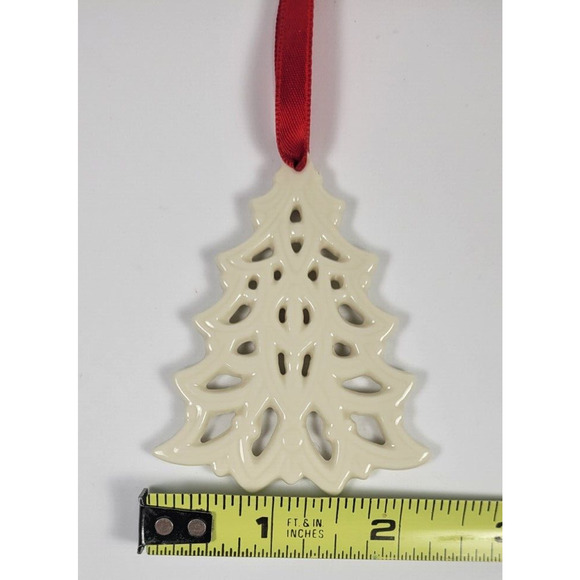Lenox Pierced Christmas Tree Ornament White Porcelain Mini Ornament Holiday - Picture 3 of 3